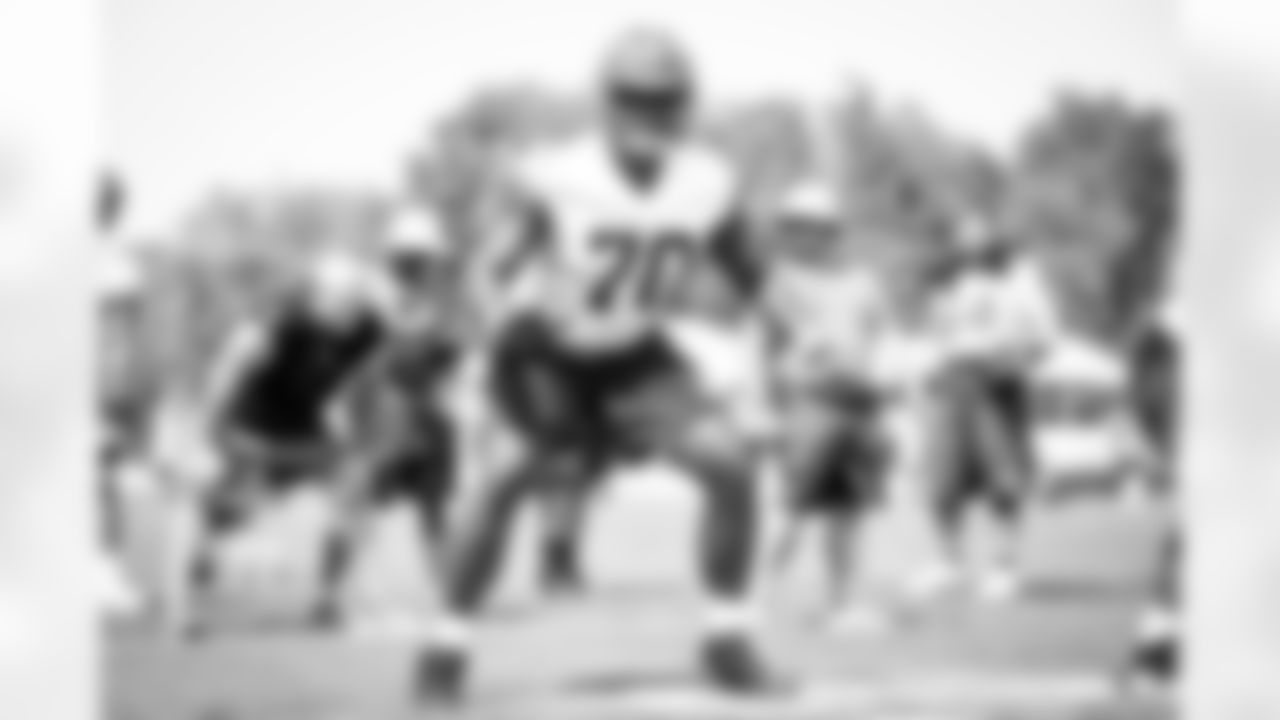 Offensive tackle Greg Senat (70) during the first day of training camp on July 28, 2021.