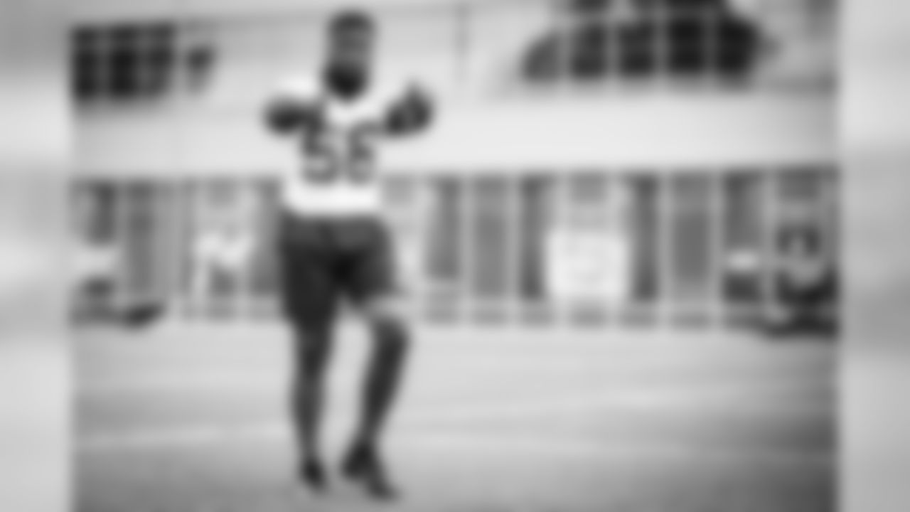 Linebacker Willie Harvey (56) during workouts on August 4, 2020