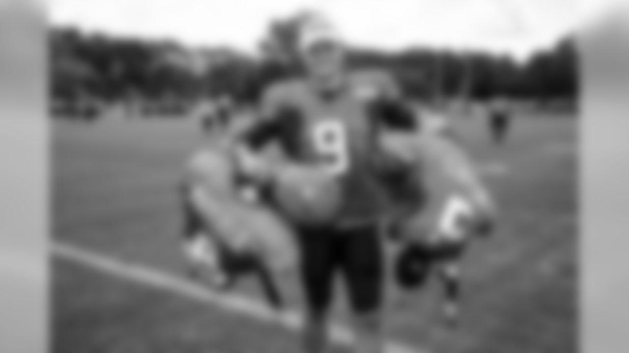 Quarterback David Blough (9) during the eighteenth day of camp on August 20, 2019.