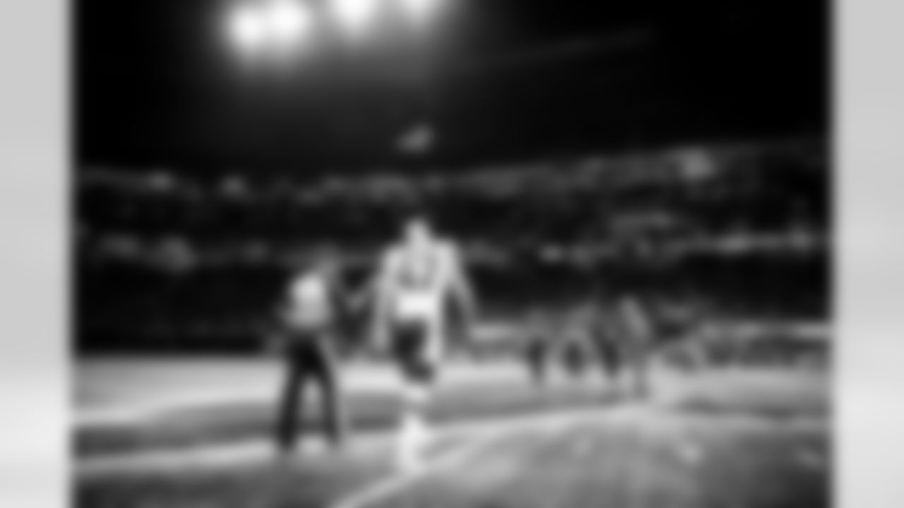 Long snapper Charley Hughlett (47) before a preseason NFL football game between the Cleveland Browns and Atlanta Falcons on August 29, 2021 at Mercedes Benz Stadium. The Browns won 19-10.