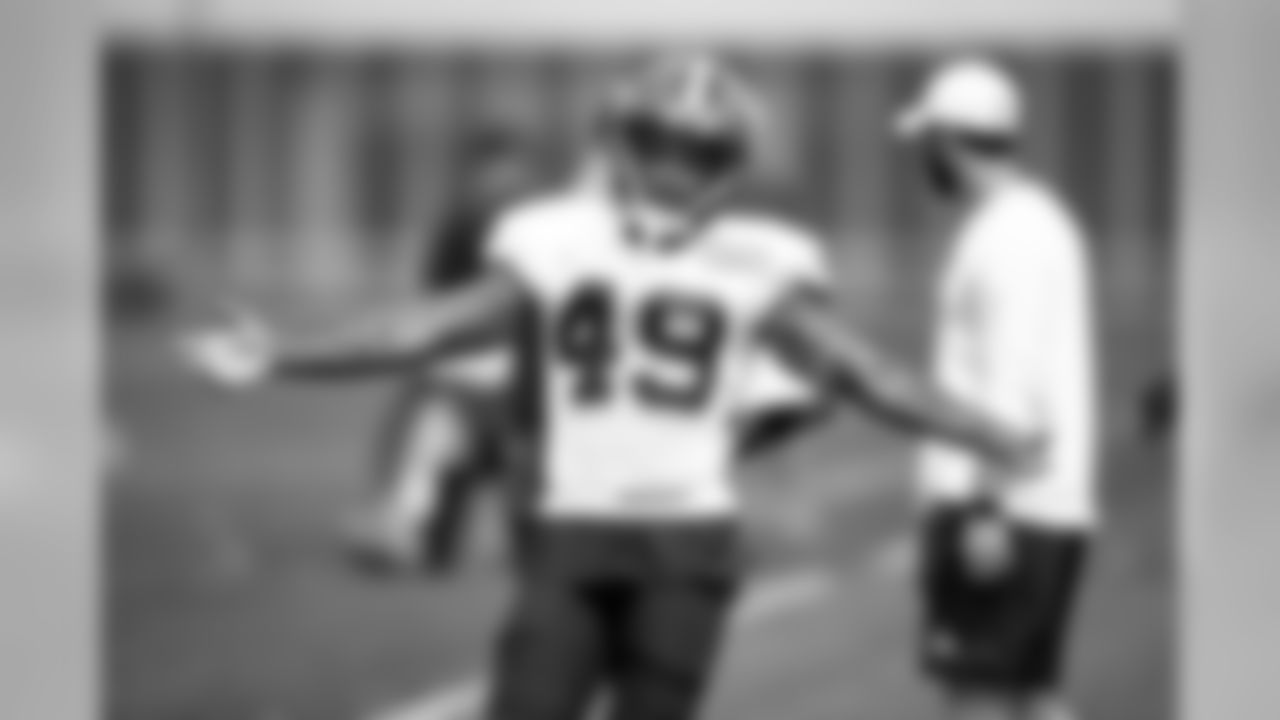 Safety J.T. Hassell (49) during practice on September 4, 2019