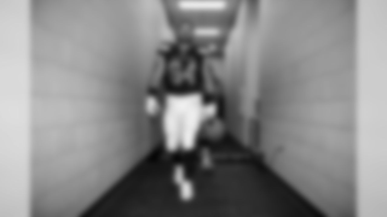 Center JC Tretter (64) leaves the locker room before the Browns vs. Colts preseason game.