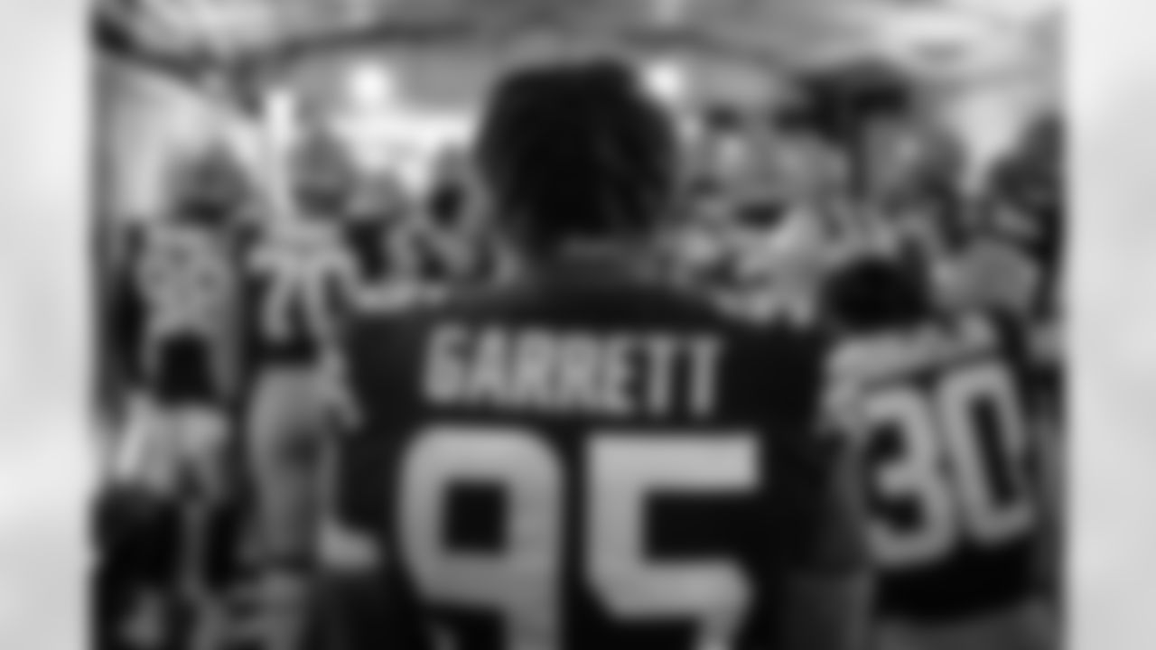 Defensive end Myles Garrett (95) before a NFL football game between the Cincinnati Bengals and Cleveland Browns on Monday Night Football on October 31, 2022 at FirstEnergy Stadium. The Browns won 13-32.