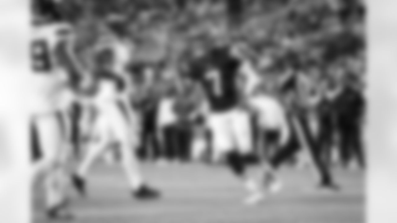 Quarterback Kellen Mond (7) during the Hall of Fame Game between the New York Jets and Cleveland Browns on August 3, 2023 at Tom Benson Hall of Fame Stadium.