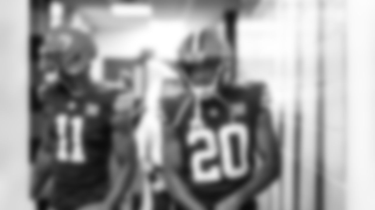 Running back Pierre Strong Jr. (20) before a NFL football game between the Cincinnati Bengals and Cleveland Browns on September 10, 2023 at Cleveland Browns Stadium.