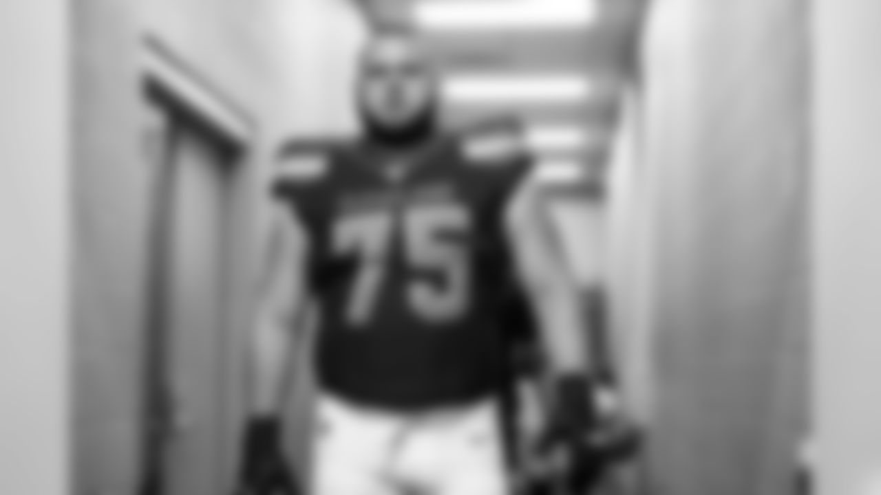 Offensive guard Joel Bitonio (75) leaves the locker room before the Browns vs. Colts preseason game.