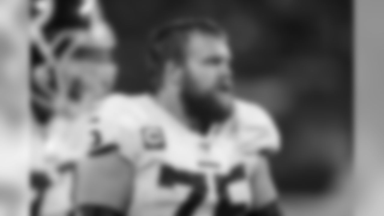 Washington Redskins guard Brandon Scherff looks on from the sidelines against the Minnesota Vikings during a NFL football game, Thursday Oct. 24, 2019 in Minneapolis. The Vikings defeated the Redskins, 19-9. (G. Newman Lowrance via AP)