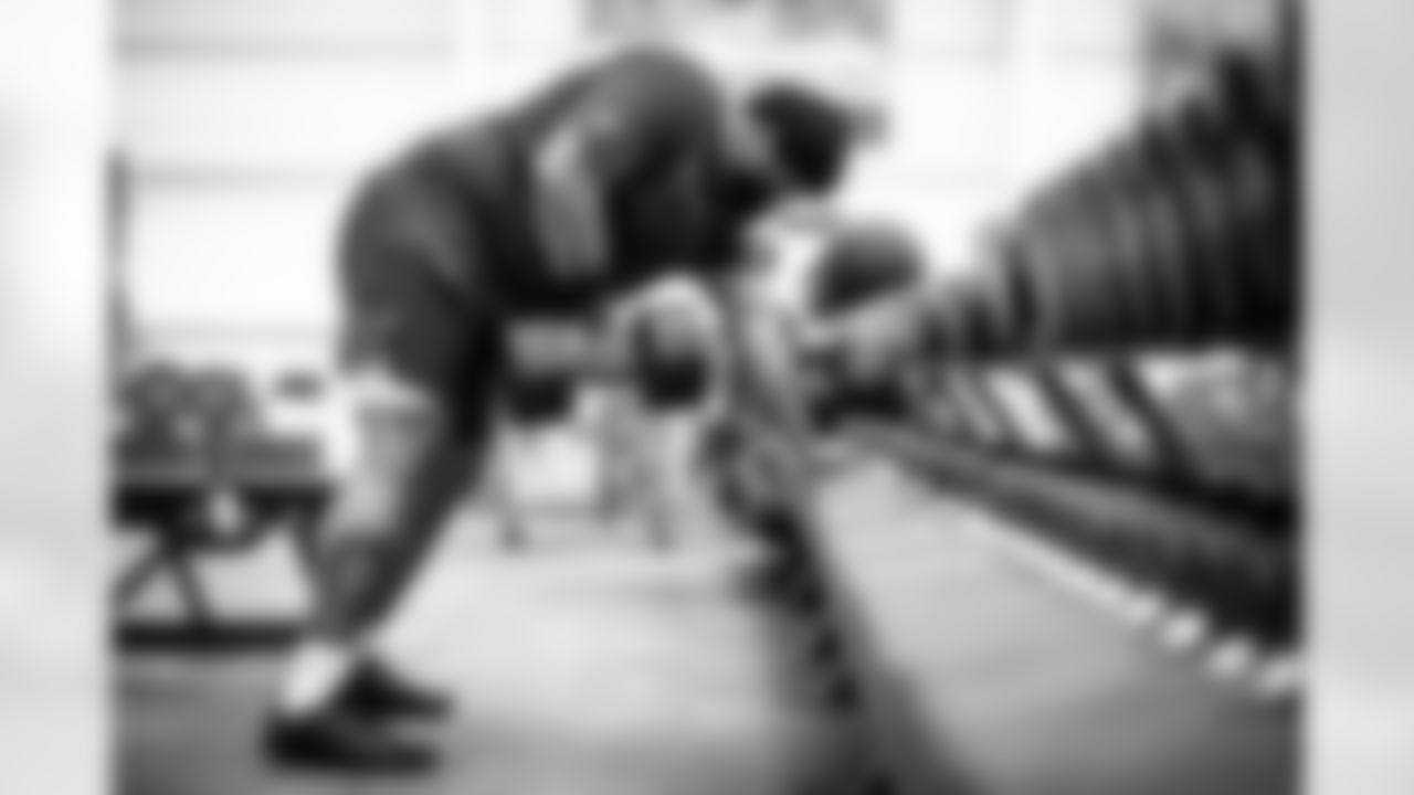 Center Nick Harris (53) during workouts on July 31, 2020