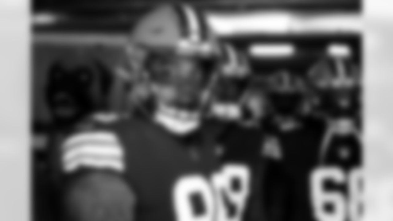 Defensive tackle Jordan Elliott (96) before a NFL football game between the New England Patriots and Cleveland Browns on October 16, 2022 at FirstEnergy Stadium. The Browns lost 38-15.