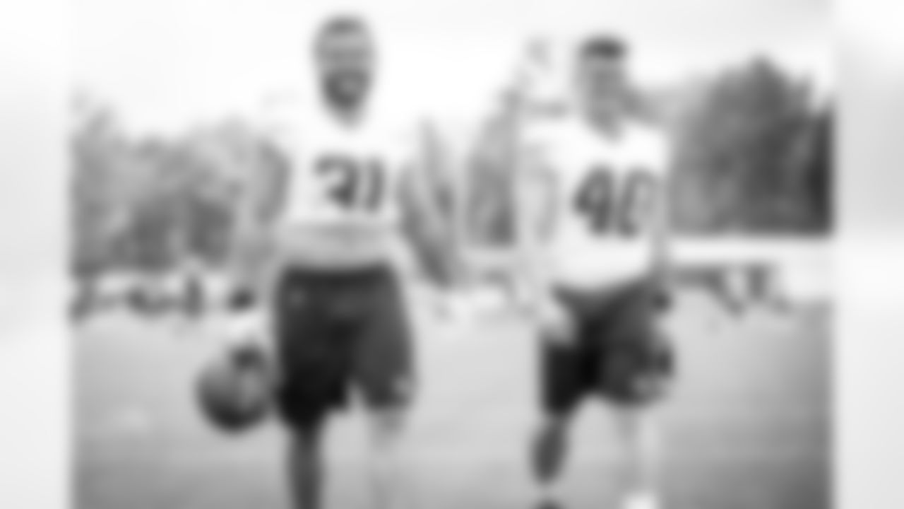 Fullback Andy Janovich (31) and Fullback Johnny Stanton (40) during the fifteenth day of training camp on August 18, 2021.