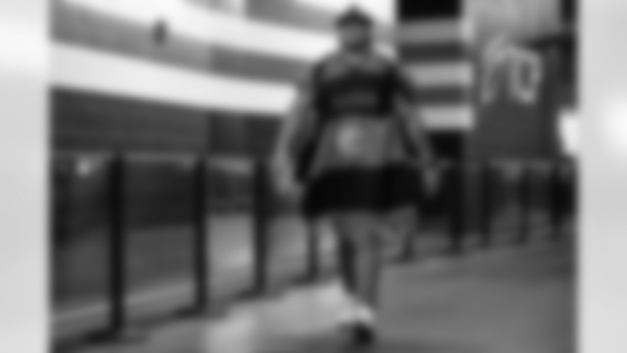 A player arrives at the stadium before a preseason NFL football game between the Washington Commanders and Cleveland Browns on August 11, 2023 at Cleveland Browns Stadium.