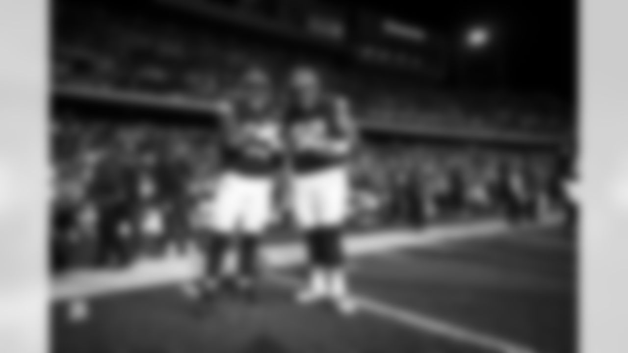 Defensive tackle Tommy Togiai (93) and Defensive tackle Siaki Ika (62) during the Hall of Fame Game between the New York Jets and Cleveland Browns on August 3, 2023 at Tom Benson Hall of Fame Stadium.
