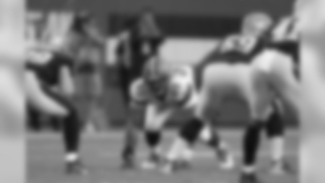 DL Myles Garrett gets set at the line of scrimmage.