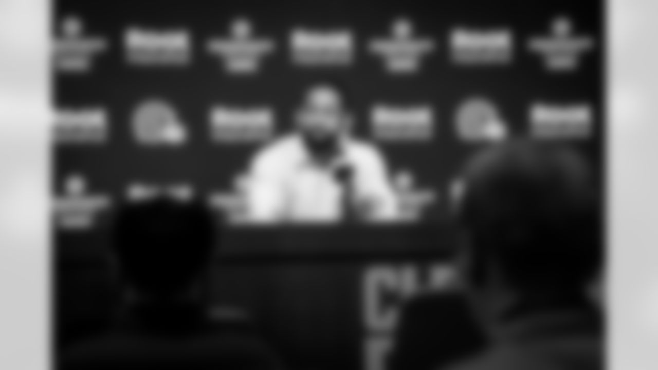 General Manager Andrew Berry speaks to the media during night two of the 2022 NFL Draft at CrossCountry Mortgage Campus on April 29, 2022.