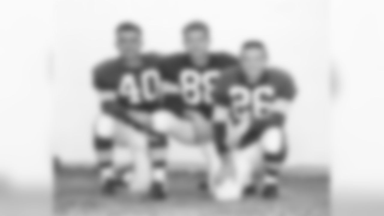 Preston Carpenter wore the number from 1956 to 1959 pictured here with Darrel Brewster, Ray Renfro.