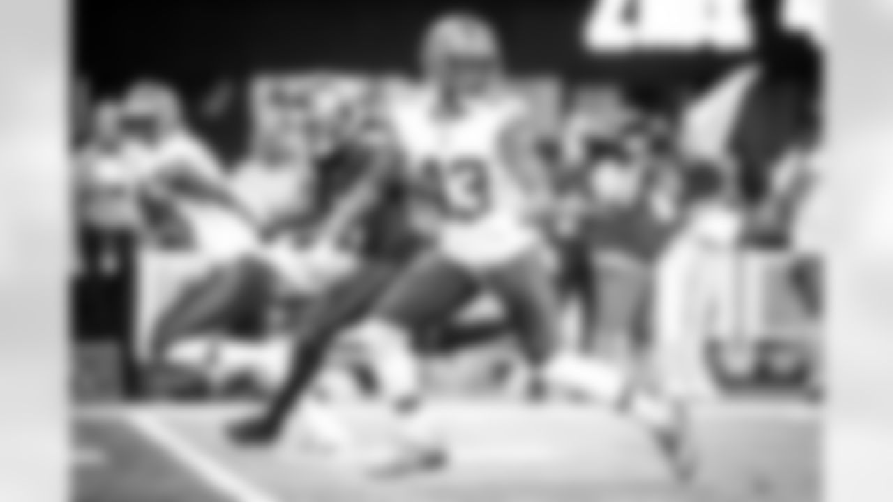 Safety John Johnson III (43) during a preseason NFL football game between the Cleveland Browns and Atlanta Falcons on August 29, 2021 at Mercedes Benz Stadium. The Browns won 19-10.