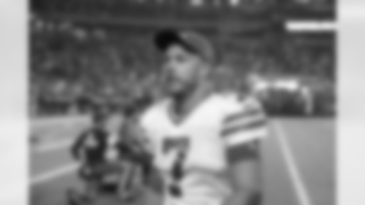 Punter (7) Corey Bojorquez of the Green Bay Packers walks off the field after the Packers defeat the Arizona Cardinals 24-21 in an NFL football game, Thursday, Oct. 28, 2021, in Glendale, Ariz. (AP Photo/Jeff Lewis)