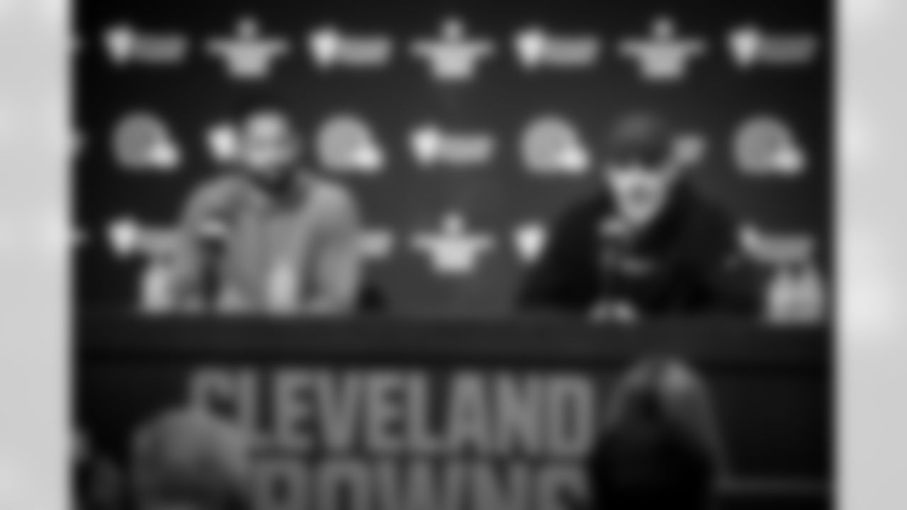General Manager Andrew Berry and Head Coach Kevin Stefanski speak to the media in the Dino Lucarelli Media Center at CrossCountry Mortgage Campus on January 9, 2023.