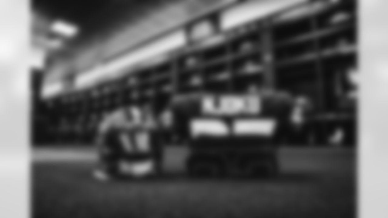 The locker room before a NFL football game between the New England Patriots and Cleveland Browns on October 16, 2022 at FirstEnergy Stadium.