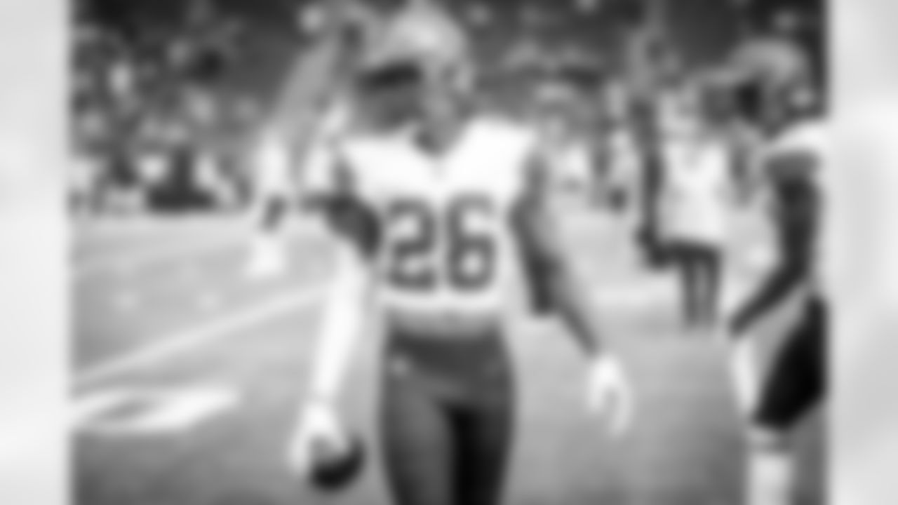 Cornerback Greedy Williams (26) before a NFL football game between the Cleveland Browns and Minnesota Vikings on October 3, 2021 at US Bank Stadium. The Browns won 14-7.