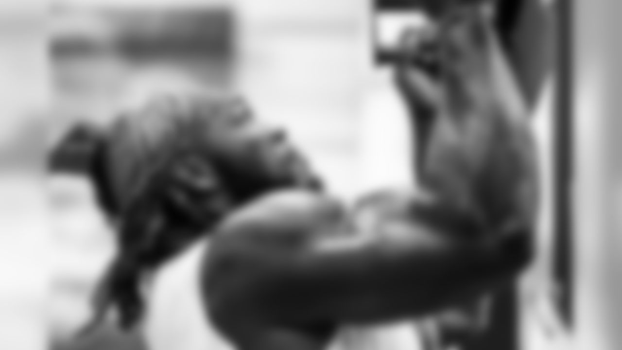 Defensive tackle Larry Ogunjobi (65) during workouts on August 7, 2020