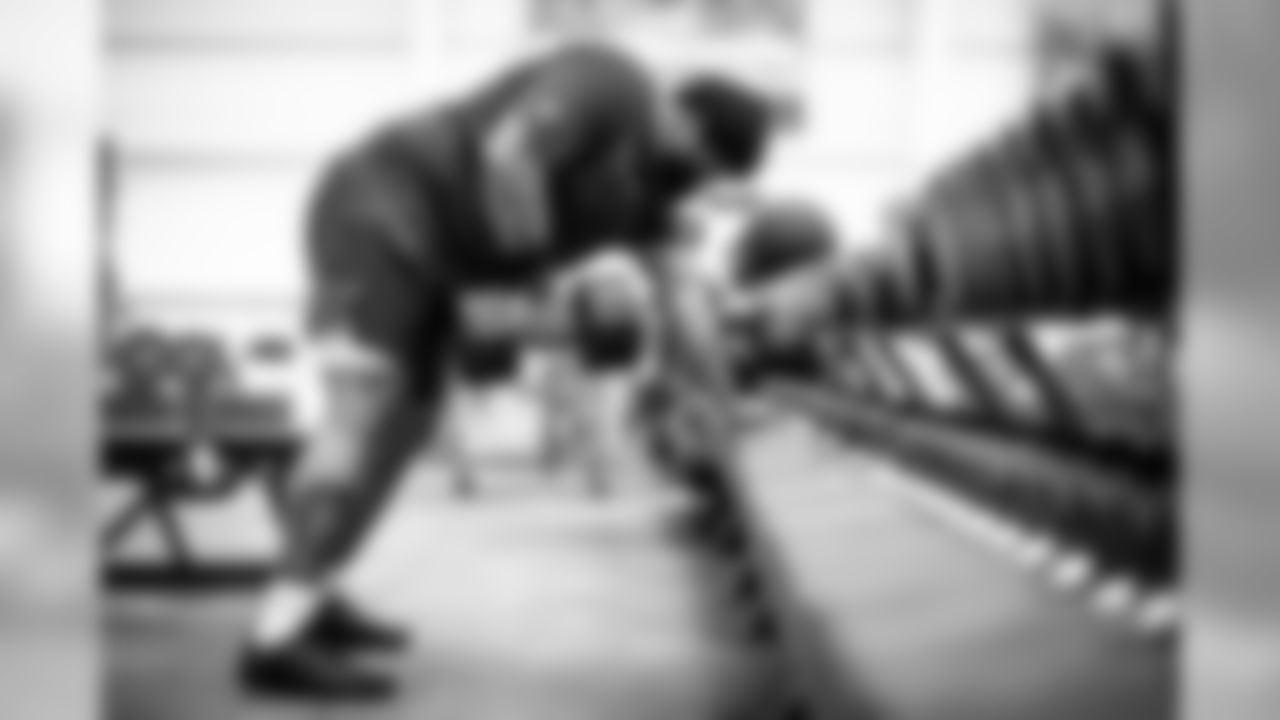 Center Nick Harris (53) during workouts on July 31, 2020