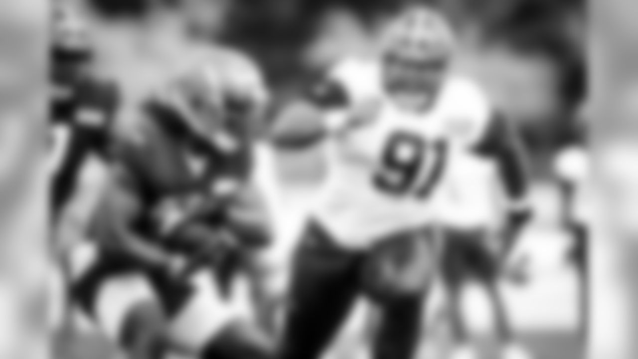 Defensive tackle Eli Ankou (91) during practice on August 14, 2020