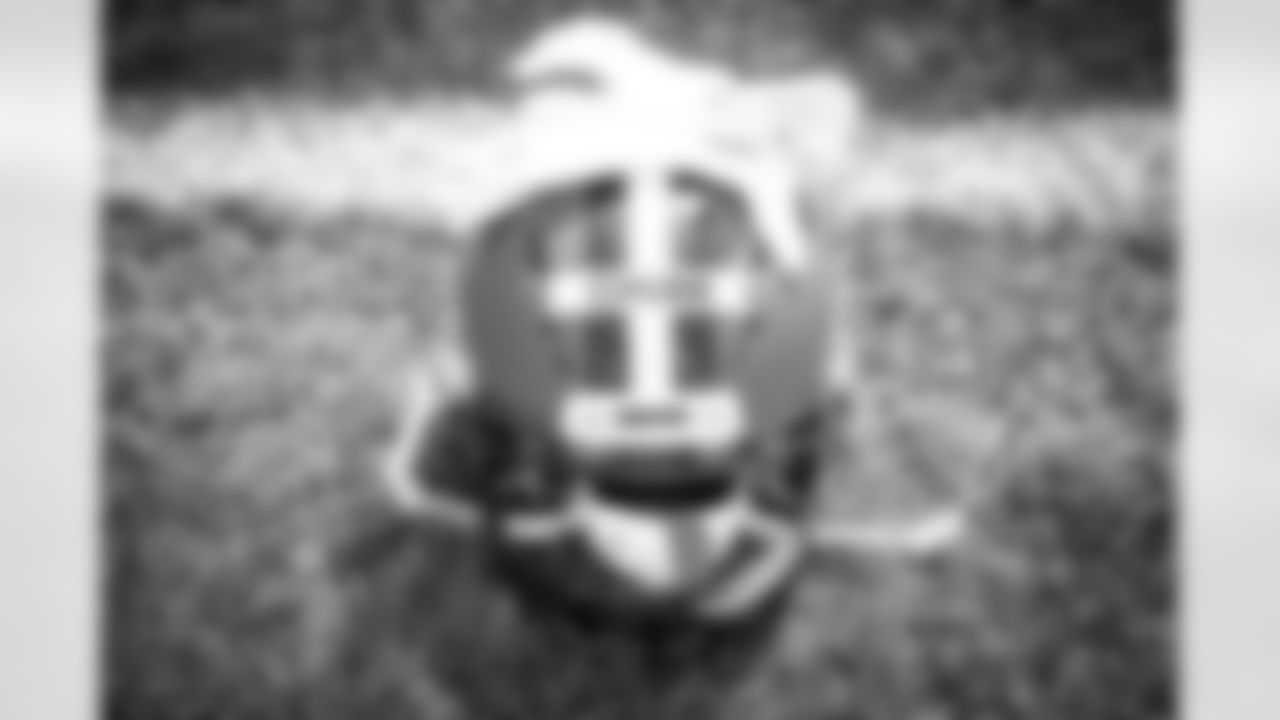 A helmet during practice on August 27, 2020