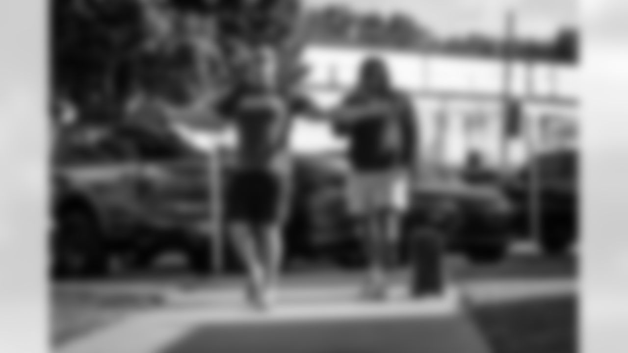 Offensive guard Wyatt Teller (77) and Offensive tackle James Hudson III (66) reports for Training Camp at CrossCountry Mortgage Campus on July 21, 2023.