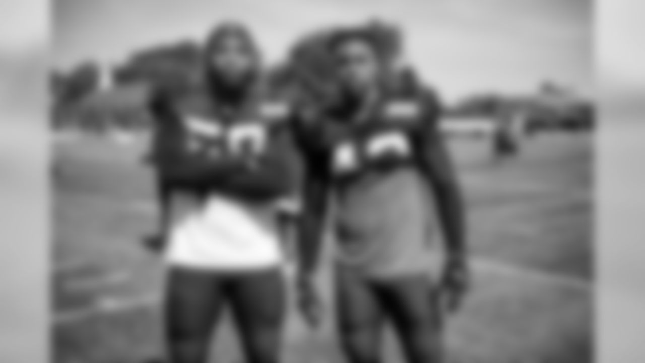Linebacker Christian Kirksey (58) and Safety Morgan Burnett (42) during the third day of training camp on July 27, 2019.