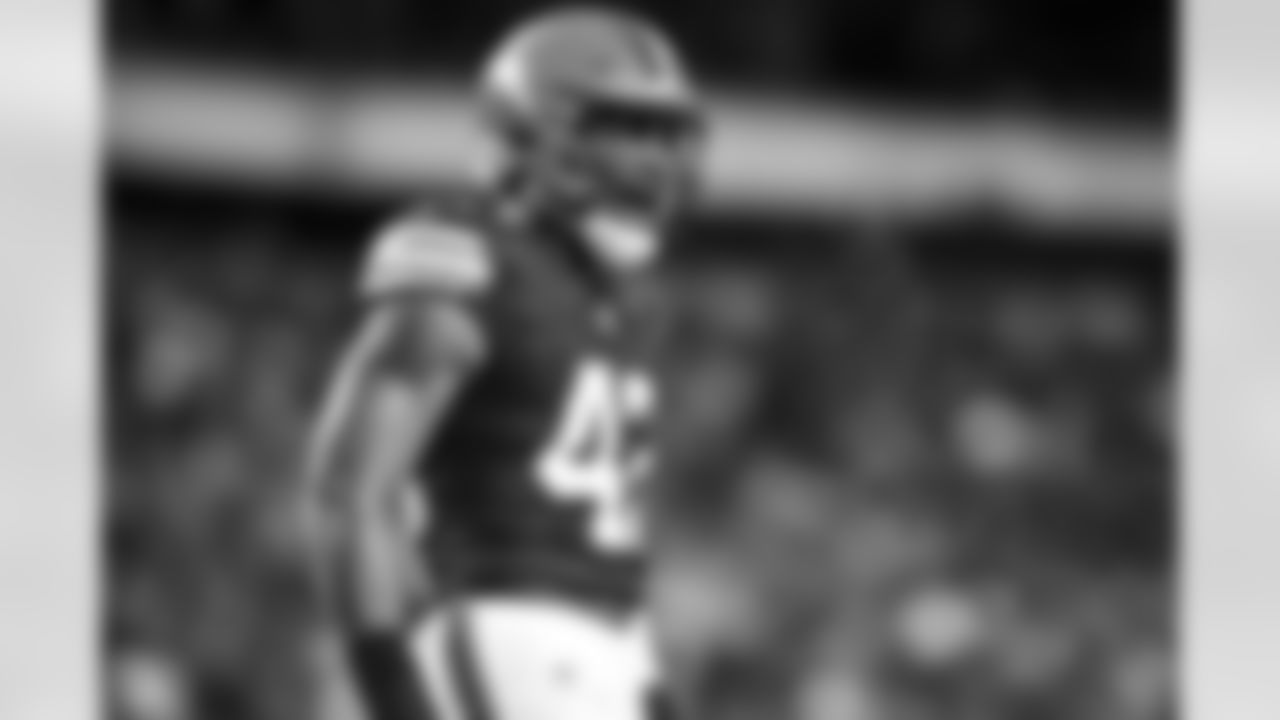 Linebacker Mohamoud Diabate (43) during a preseason NFL football game between the Cleveland Browns and Philadelphia Eagles on August 17, 2023 at Lincoln Financial Field.