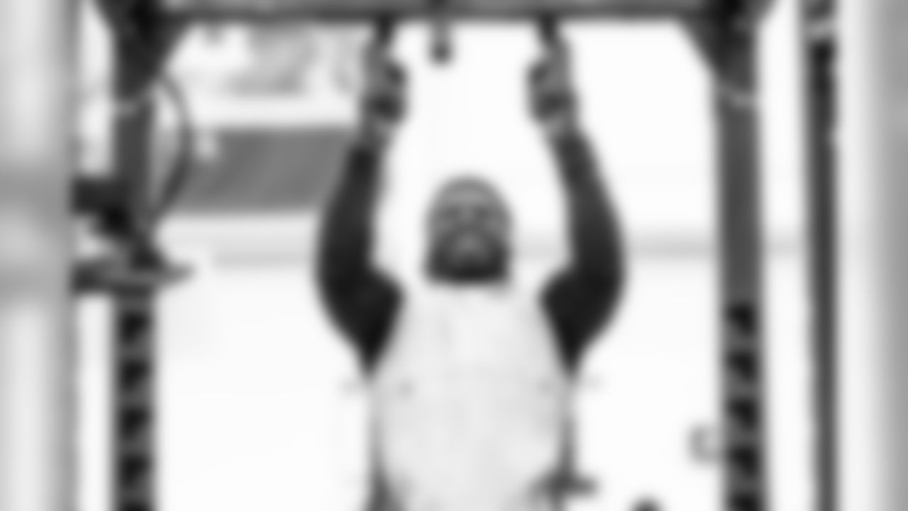 Linebacker Willie Harvey (56) during workouts on August 7, 2020