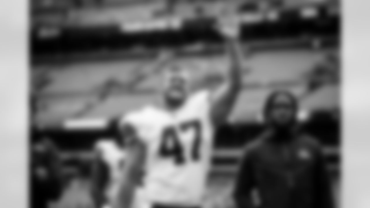 Long snapper Charley Hughlett (47) before a preseason NFL football game between the Philadelphia Eagles and Cleveland Browns on August 21, 2022 at FirstEnergy Stadium. The Browns lost 21-20.