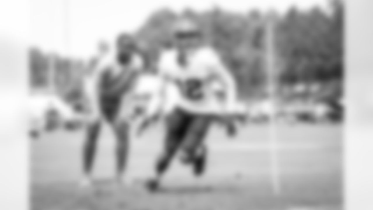 Wide receiver KhaDarel Hodge (12) during the first day of joint practices with the New York Giants on August 19, 2021.