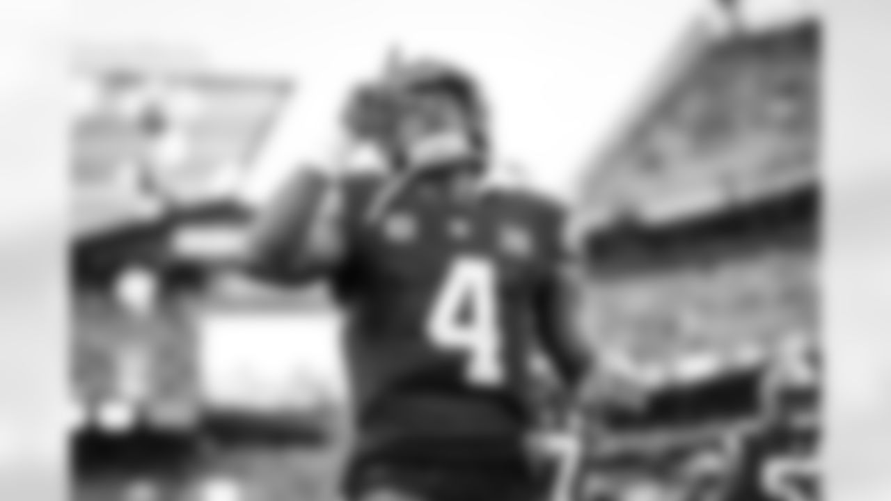 Quarterback Deshaun Watson (4) before a NFL football game between the Cincinnati Bengals and Cleveland Browns on September 10, 2023 at Cleveland Browns Stadium.