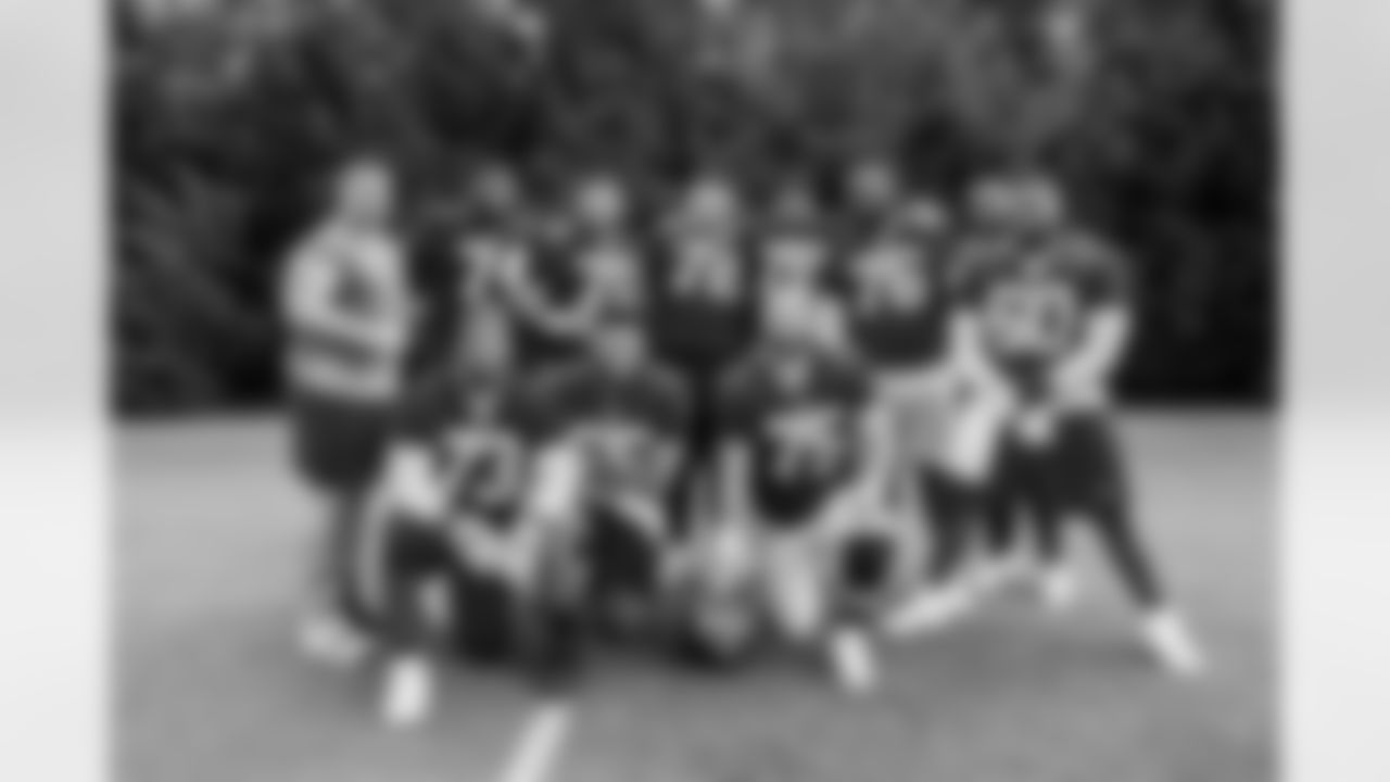 TAMPA, FL - October 26, 2022 - Guard Luke Goedeke #67, Offensive Lineman Fred Johnson #74, Offensive Lineman Robert Hainsey #70, Offensive Tackle Josh Wells #72, Tackle Tristan Wirfs #78, Offensive Tackle Donovan Smith #76, Guard Shaq Mason #69, Guard Nick Leverett #60, Tackle Brandon Walton #73, Tackle Dylan Cook #65 and Guard John Molchon #75 of the Tampa Bay Buccaneers at AdventHealth Training Center. Photo By Tori Richman/Tampa Bay Buccaneers