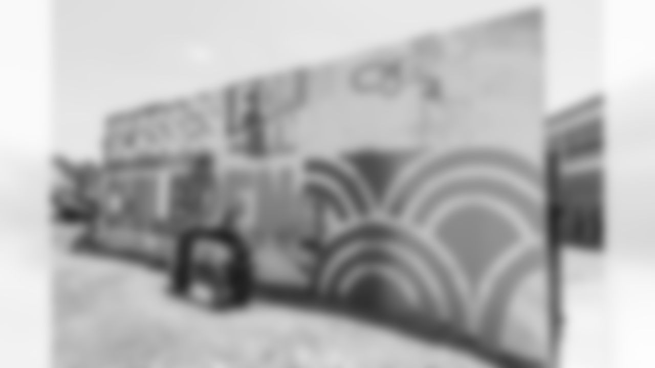 TAMPA, FL - May 10, 2023 - Progress of the Glazer Vision Foundation mural being painted at Armature Works. Photo By Kyle Zedaker/Tampa Bay Buccaneers