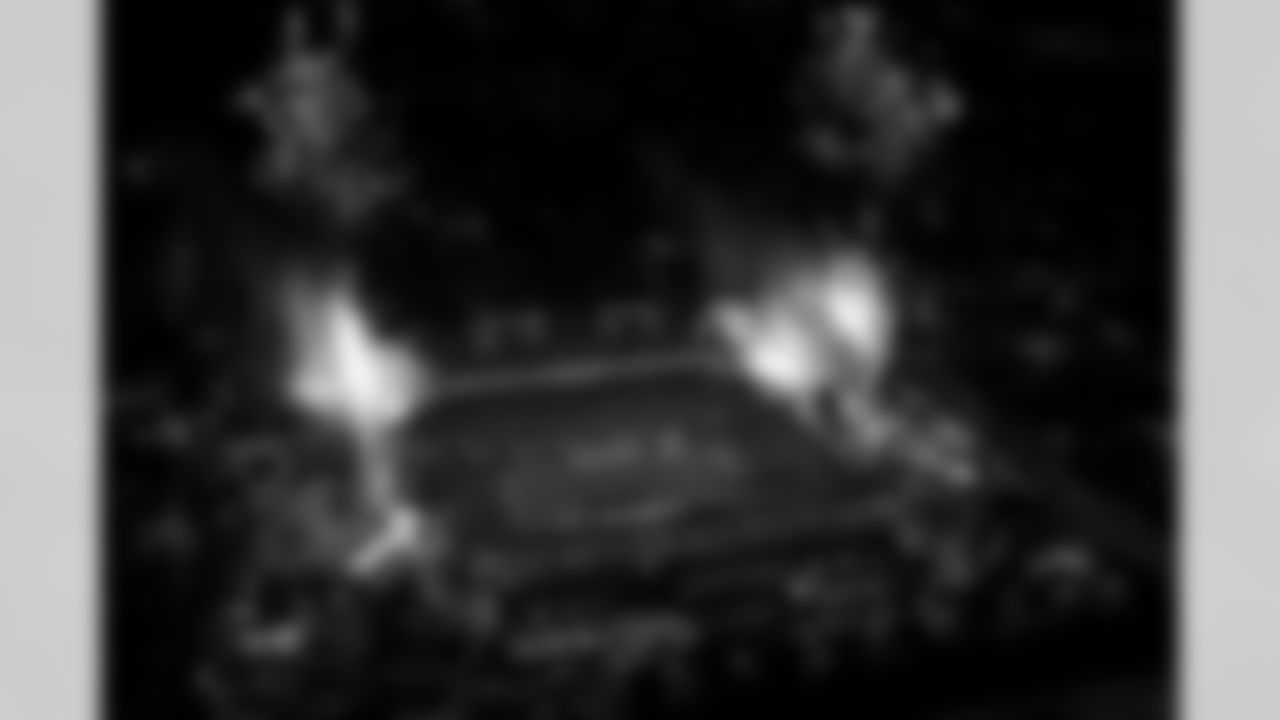 TAMPA, FL - September 09, 2021 - An aerial view of the Championship Celebration fireworks before the game between the Dallas Cowboys and Tampa Bay Buccaneers at Raymond James Stadium. The Buccaneers won the game, 31-29. Photo By Will Vragovic/Tampa Bay Buccaneers