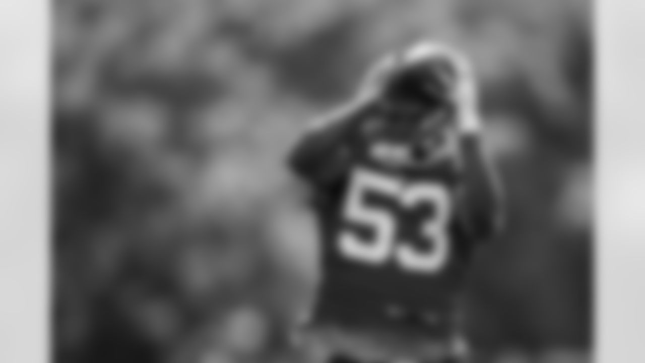 TAMPA, FL - May 24, 2022 - Inside Linebacker Olakunle Fatukasi #53 of the Tampa Bay Buccaneers during OTA's at AdventHealth Training Center. Photo By Tori Richman/Tampa Bay Buccaneers