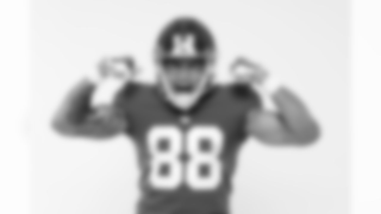 New York Giants tight end Evan Engram (88) poses for a portrait during the NFLPA Rookie Premiere on Saturday, May 20, 2017 in Los Angeles. (Ben Liebenberg/NFL)