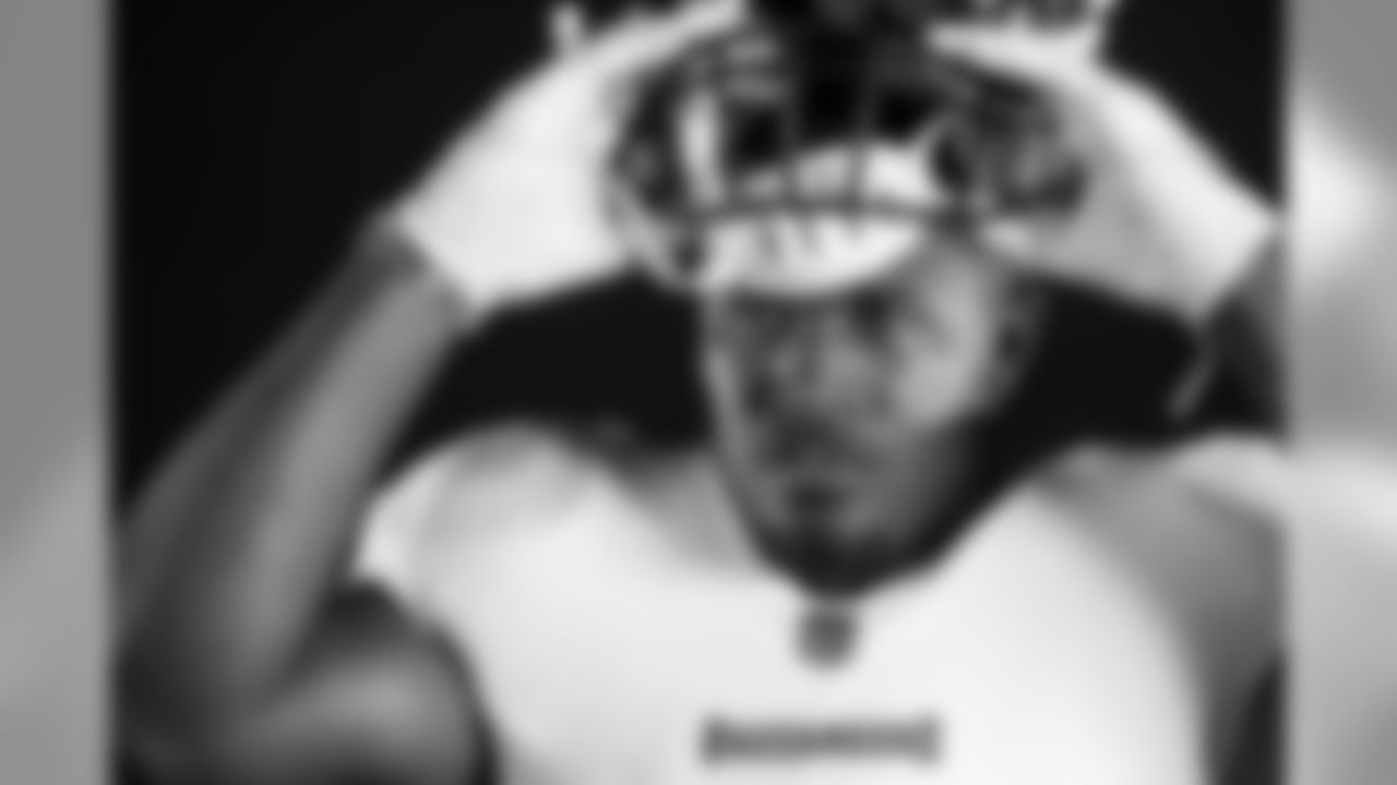 TAMPA, FL - Inside Linebacker Devin White #45 in the Buccaneers' new, white uniform. Photo by Tampa Bay Buccaneers