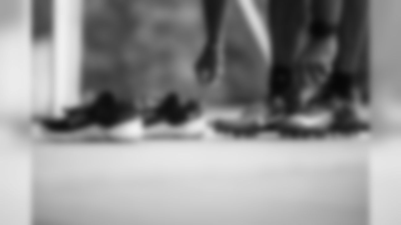 TAMPA, FL - JULY 29, 2020 - Nike cleats before Day 1 of QB School prior to 2020 Training Camp at AdventHealth Training Center. Photo By Kyle Zedaker/Tampa Bay Buccaneers