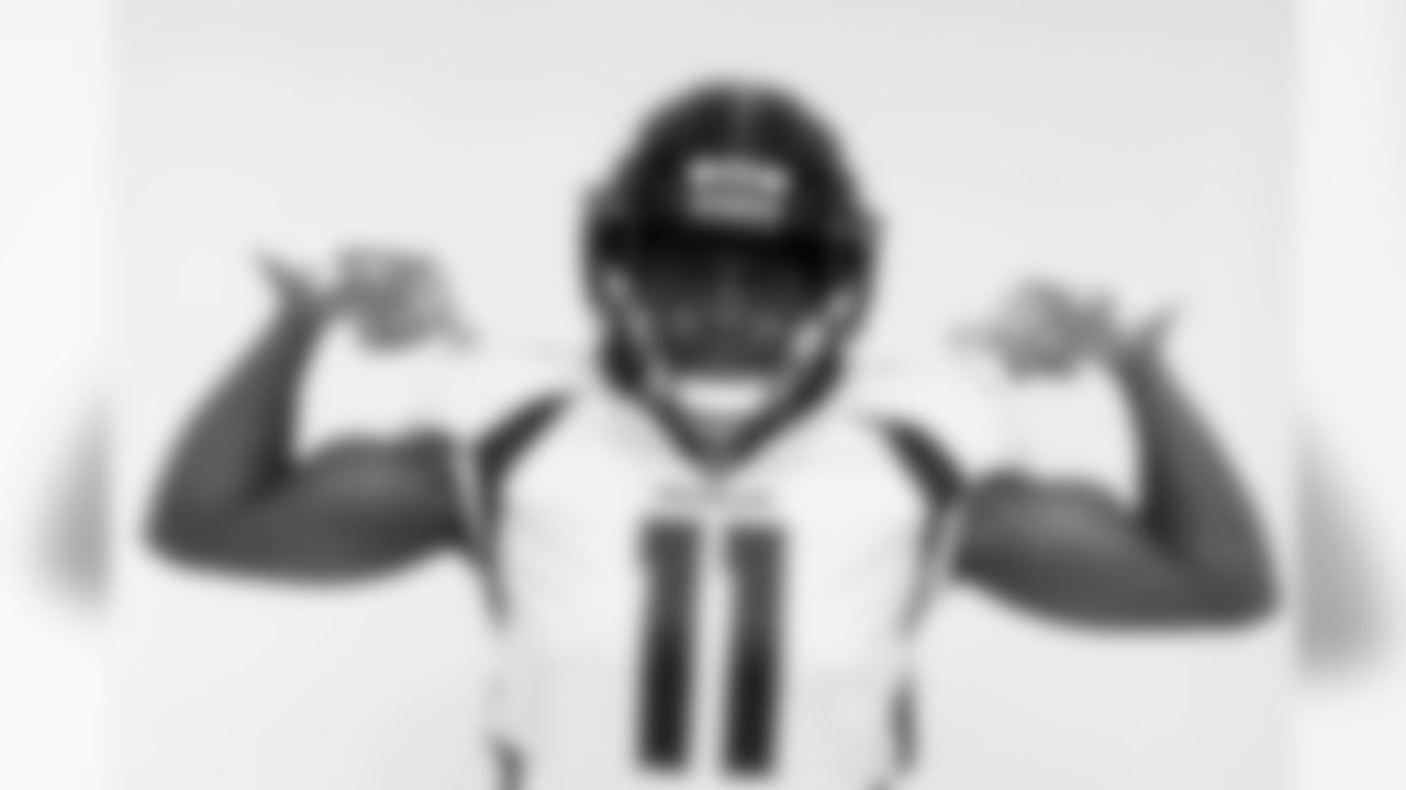 Denver Broncos wide receiver Carlos Henderson (11) poses for a portrait during the NFLPA Rookie Premiere on Saturday, May 20, 2017 in Los Angeles. (Ben Liebenberg/NFL)