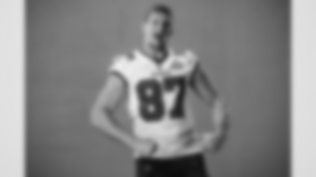 TAMPA, FL - February 01, 2021 - Tight End Rob Gronkowski #87 of the Tampa Bay Buccaneers during CBS' Media Day at AdventHealth Training Center prior to Super Bowl LV. Photo By Kyle Zedaker/Tampa Bay Buccaneers