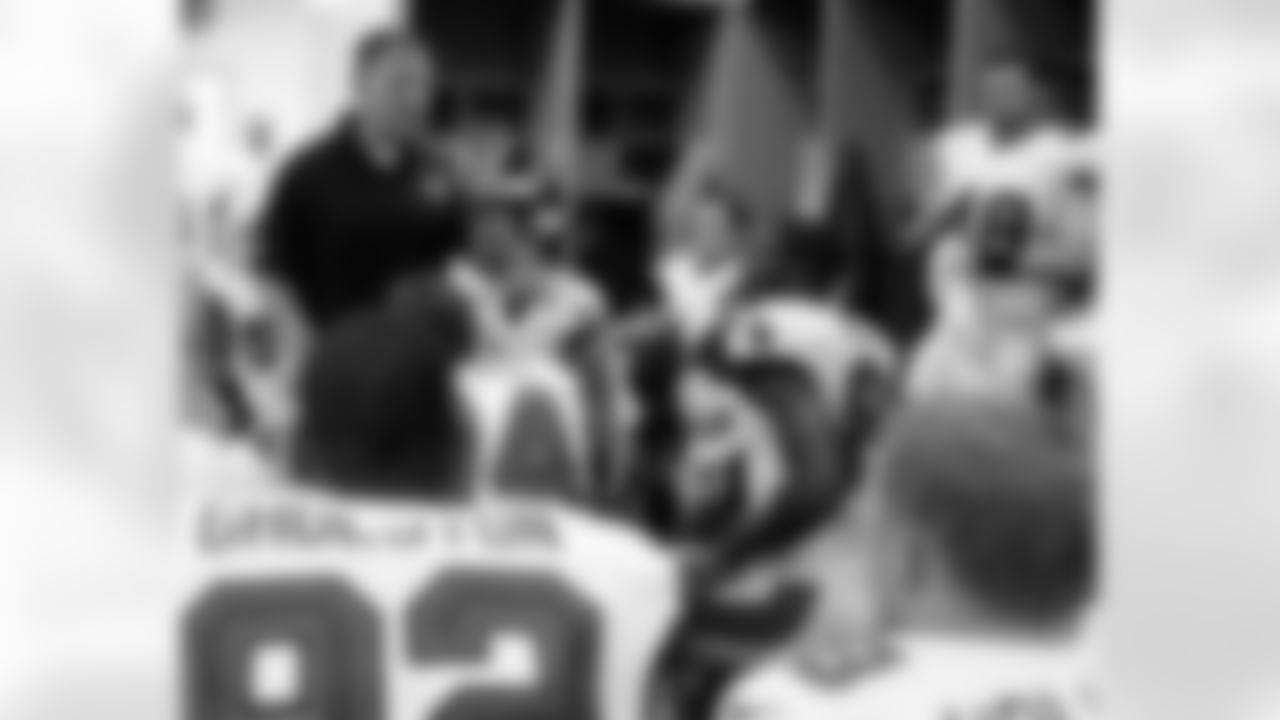 Head Coach Greg Schiano talks to his team in the locker room before kickoff at the 8/8 preseason game.
