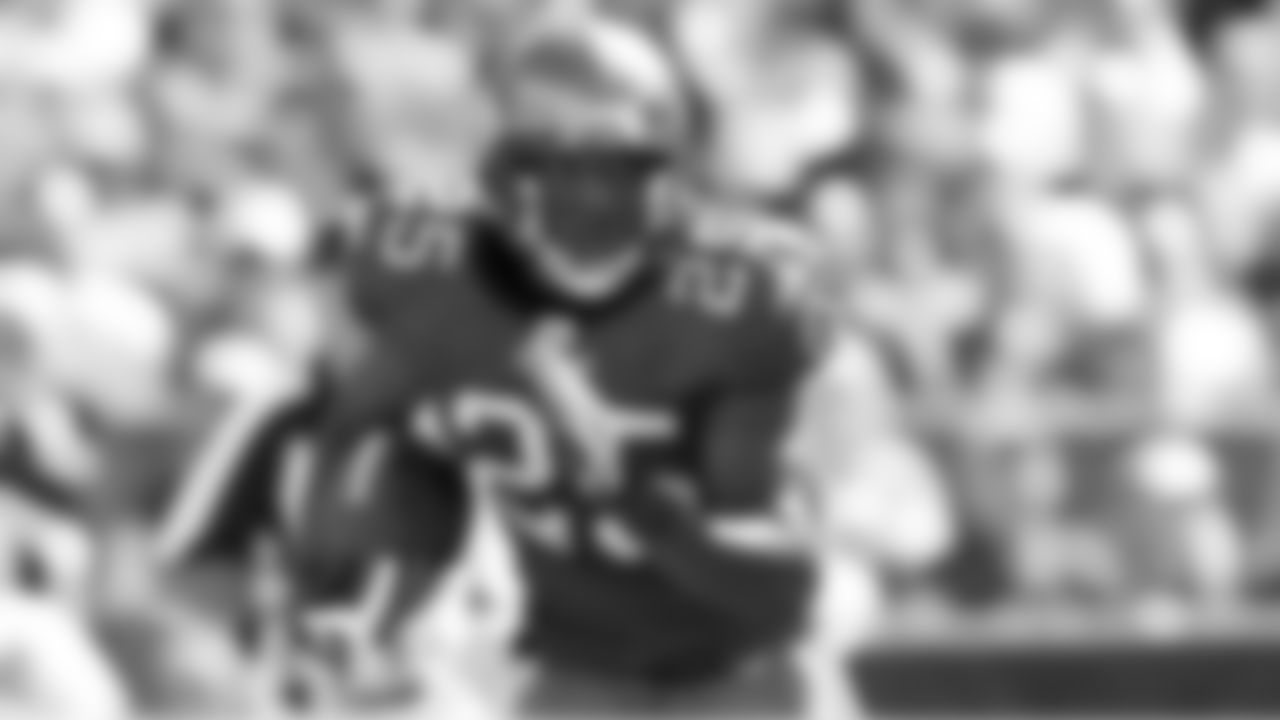 25 CB Aqib Talib grabs an interception in the first half