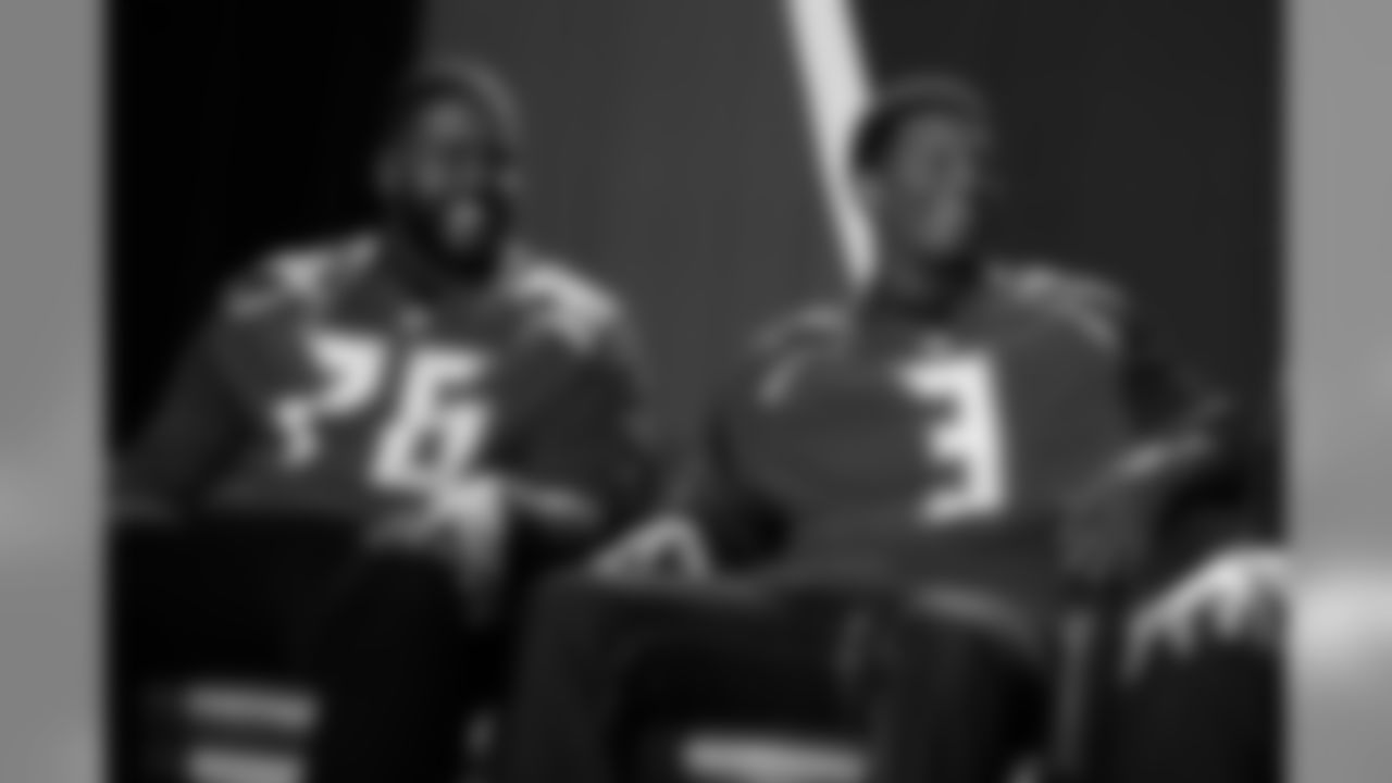 Donovan Smith and Jameis Winston at the team's annual "Back to Football" event.