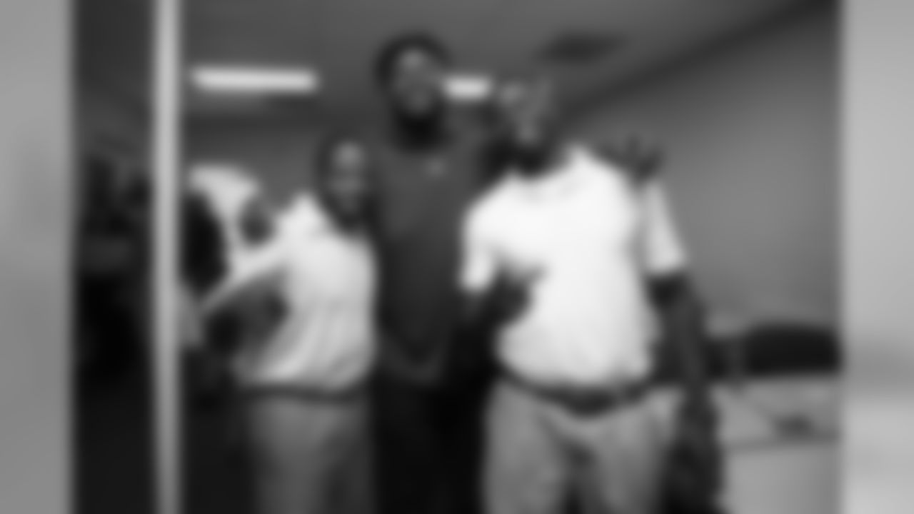 TAMPA, FL- OCTOBER 16, 2018 - Offensive Lineman Caleb Benenoch #77 during the Tampa Bay Buccaneers Social Justice Program visit to Abe Brown Ministries Ready For Work program in Tampa, FL. Photo By Kyle Zedaker/Tampa Bay Buccaneers