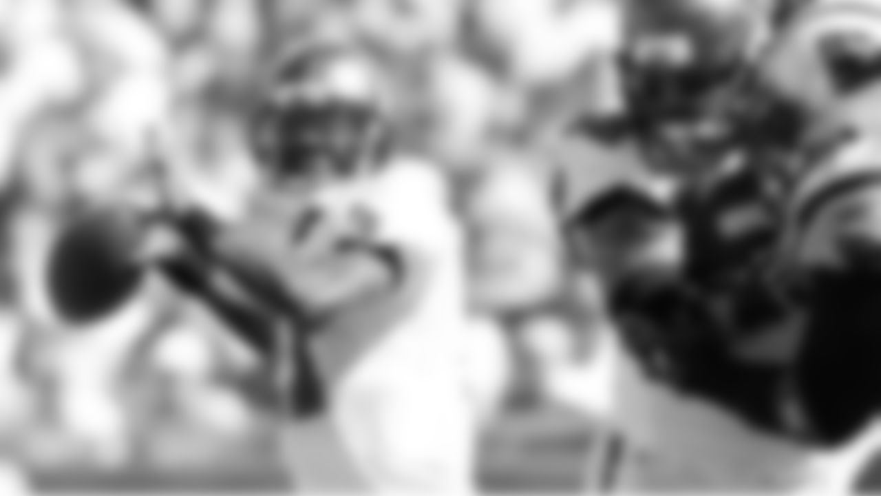 11 QB Josh Johnson drops back to find an open target