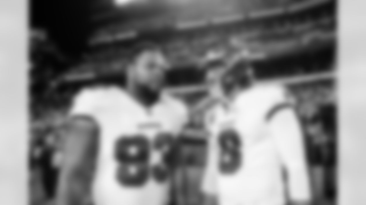 PHILADELPHIA, PA - October 14, 2021 - Defensive Tackle Ndamukong Suh #93 and Punter Bradley Pinion #8 of the Tampa Bay Buccaneers before the game between the Tampa Bay Buccaneers and Philadelphia Eagles at Lincoln Financial Field. The Buccaneers won the game, 28-22. Photo By Kyle Zedaker/Tampa Bay Buccaneers